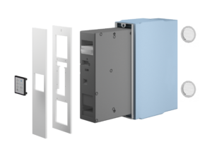 Helty Flow40 facciata prodotto esploso plexi bianco griglie tonde